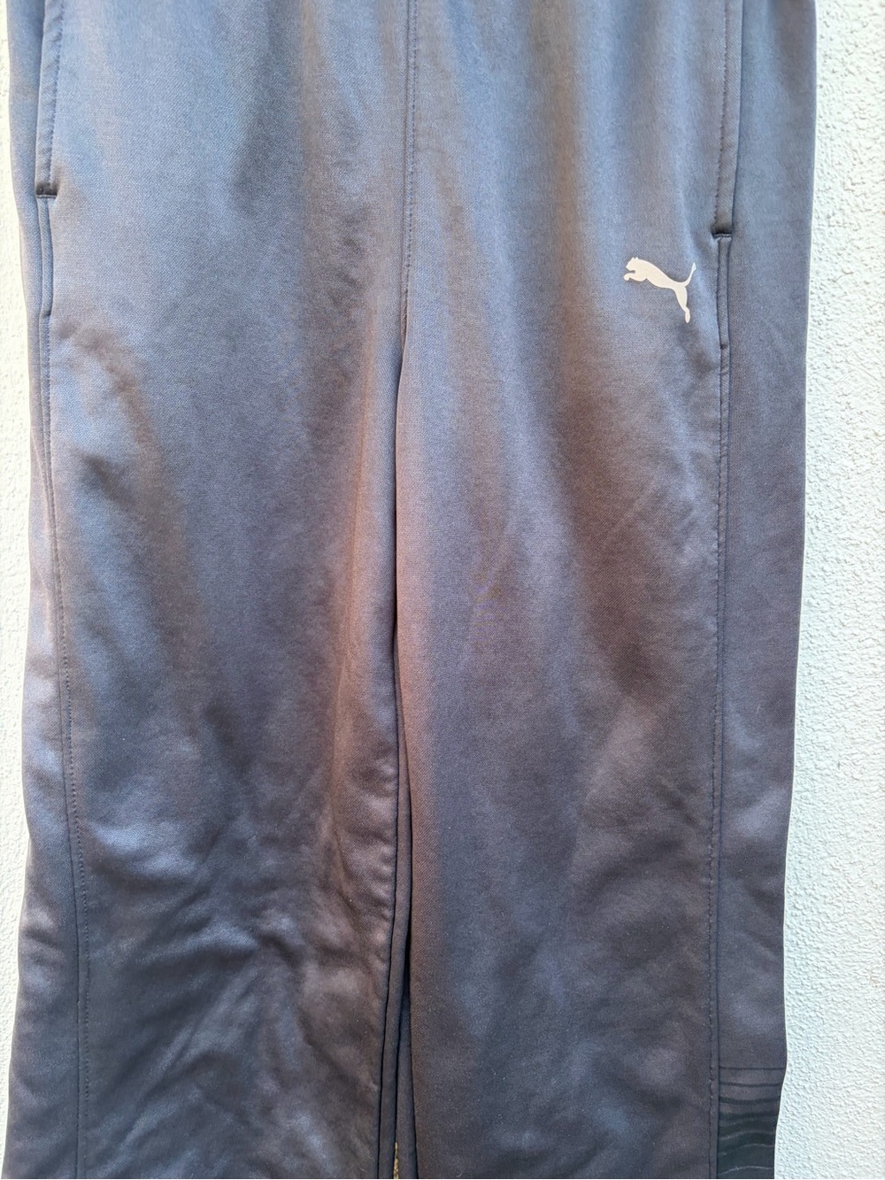 Puma Black Athletic Track Pants with Silver Logo  Kids Unisex Size XL - Picture 5 of 15